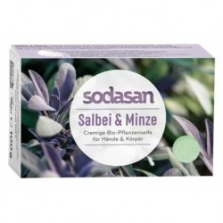 Sapun crema bio cu salvie si menta 100g Sodasan                                                      Sapun crema bio cu salvie si menta 100g Sodasan