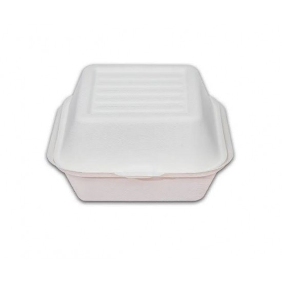 Caserola cu Capac Pentru Burger Unica Folosinta, Biodegradabila & Compostabila 15x15cm 6” (50buc) 