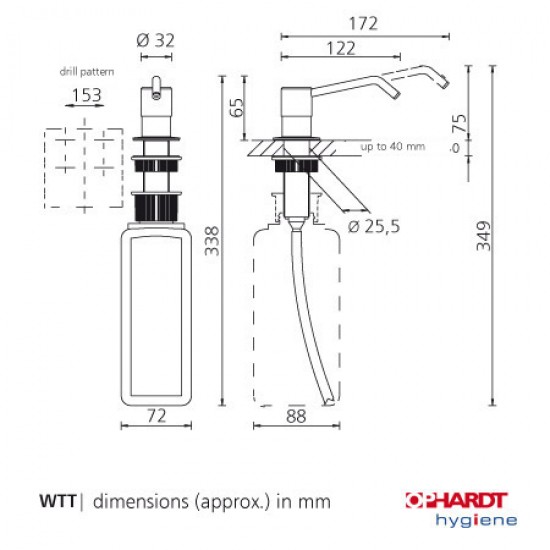 Dozator de săpun lichid cu montaj în blat, Ophardt Hygiene Dozator de săpun lichid cu montaj în blat, Ophardt Hygiene
