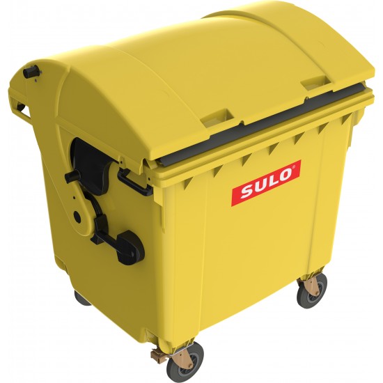 Eurocontainer din plastic, 1100L, galben, cu capac rotund, SULO - Transport Inclus Eurocontainer din plastic, 1100L, galben, cu capac rotund, SULO - Transport Inclus
