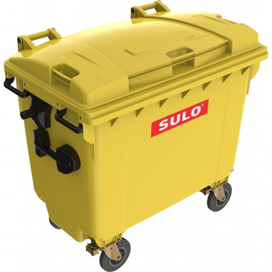 Eurocontainer plastic, 660 L, galben cu capac plat SULO - Transport Inclus