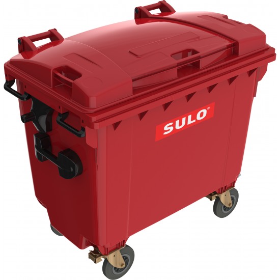 Eurocontainer plastic, 660 L, rosu, capac plat, SULO - Transport Inclus Eurocontainer plastic, 660 L, rosu, capac plat, SULO - Transport Inclus