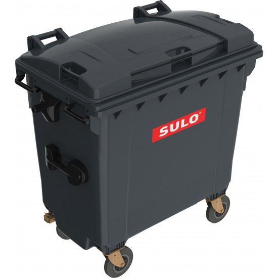 Eurocontainer din material plastic 770 l negru cu capac plat SULO - Transport Inclus Eurocontainer din material plastic 770 l negru cu capac plat SULO - Transport Inclus