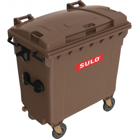 Eurocontainer plastic, 770 L, maro, capac plat SULO - Transport Inclus Eurocontainer plastic, 770 L, maro, capac plat SULO - Transport Inclus