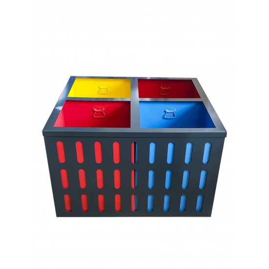 Cos de gunoi pentru colectare selectiva, 4x60L, 100cm x 100cm, inaltime 60cm Cos de gunoi pentru colectare selectiva, 4x60L, 100cm x 100cm, inaltime 60cm