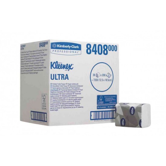 Hartie igienica Kleenex Ultra bulk 2 str, 36 pachete / bax, 200 buc / pachet