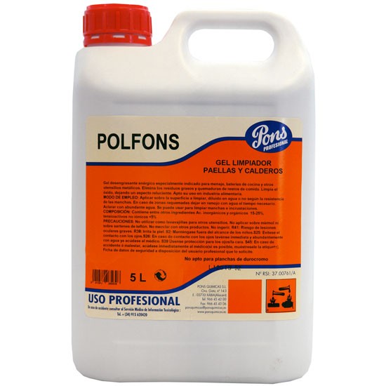 POLFONS-Gel profesional concentrat degresant si dezincrustant pentru vase arse, 5L, Asevi POLFONS-Gel profesional concentrat degresant si dezincrustant pentru vase arse, 5L, Asevi