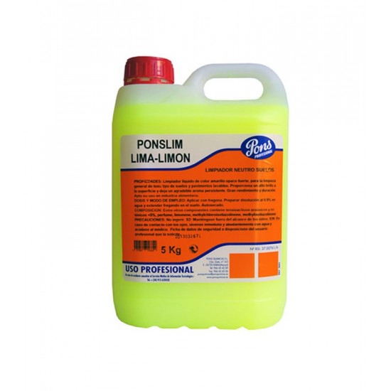 PONSLIM LIMA Manual -detergent universal concentrat pentru pardoseli, cu parfum de lamie,5L, Asevi PONSLIM LIMA Manual -detergent universal concentrat pentru pardoseli, cu parfum de lamie,5L, Asevi