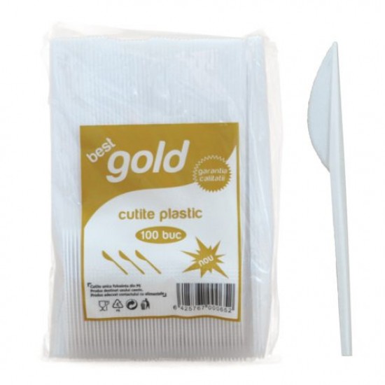 Cutite din plastic, GOLD, 100 buc/set Cutite din plastic, GOLD, 100 buc/set