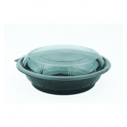 Caserola salata rotunda neagra, din PET, capac transparent, 1000 cc, 50 buc/set Caserola salata rotunda neagra, din PET, capac transparent, 1000 cc, 50 buc/set