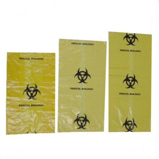 Saci gunoi Galbeni BIOHAZARD 120 litri, 50 bucati