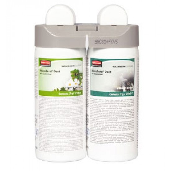 Odorizant dispenser Microburst Duet Floral cascade/Vibrant Sense, 2x121 ml, RUBBERMAID Odorizant dispenser Microburst Duet Floral cascade/Vibrant Sense, 2x121 ml, RUBBERMAID