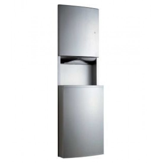 Sistem combi 2 in 1 compus din dispenser prosoape pliate si cos hartie, seria Contura, Bobrick Sistem combi 2 in 1 compus din dispenser prosoape pliate si cos hartie, seria Contura, Bobrick