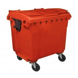 Container HDPE CLF 1100L cu capac plat rosu - Transport inclus