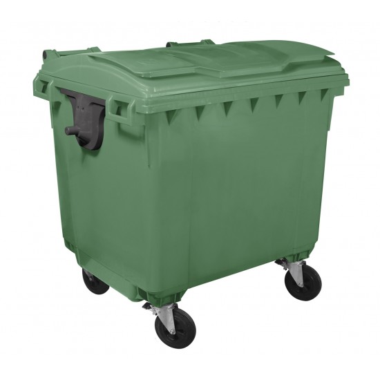 Container HDPE CLF 1100L cu capac plat verde cu Transport inclus