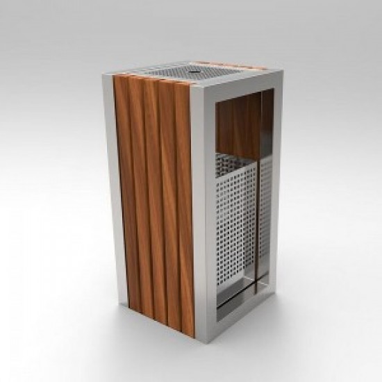 KUOKIO C Cos scrumiera cu design modern din otel inoxidabil si lemn KUOKIO C Cos scrumiera cu design modern din otel inoxidabil si lemn