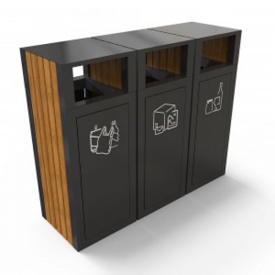 KUOKIO AM Set de reciclare din metal ultra rezistent cu decor din lemn