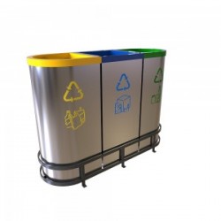 MALMO A Cosuri pentru colectare selectiva din otel inoxidabil, 3x60L MALMO A Cosuri pentru colectare selectiva din otel inoxidabil, 3x60L