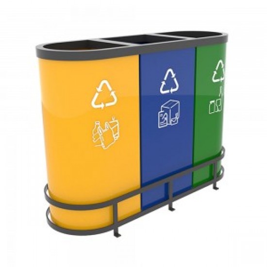 Set cosuri de reciclare din metal ultra rezistent, MALMO B, Best-seller, 3x60L, 92x32x65 cm Set cosuri de reciclare din metal ultra rezistent, MALMO B, Best-seller, 3x60L, 92x32x65 cm