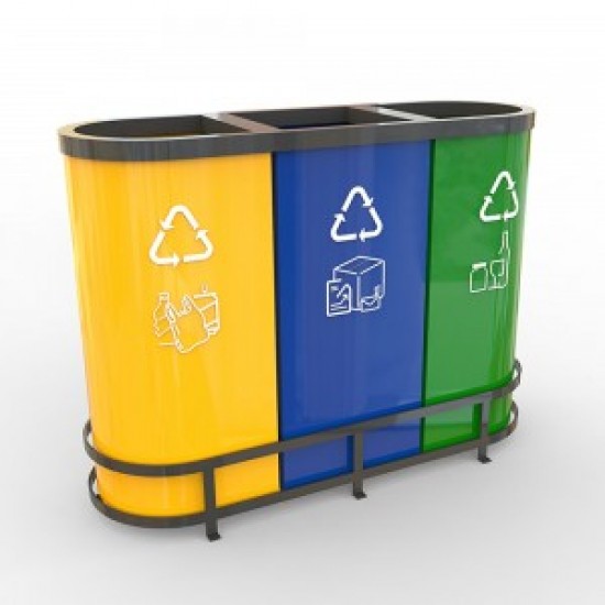 Set cosuri de reciclare din metal ultra rezistent, MALMO B, Best-seller, 3x60L, 92x32x65 cm Set cosuri de reciclare din metal ultra rezistent, MALMO B, Best-seller, 3x60L, 92x32x65 cm
