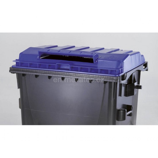 Eurocontainer din plastic 1100L, capac plat, albastru, inchizatoare pentru capac - colectare hartie SULO - Transport Inclus