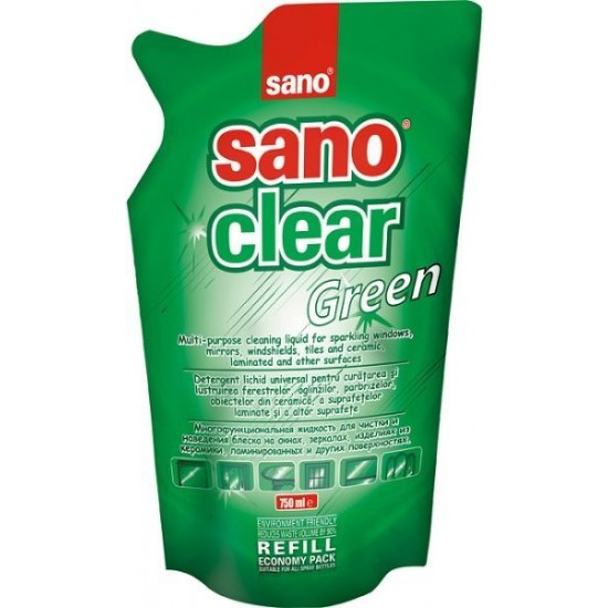 Detergenti geamuri Sano Clear Green - Rezerva Economica 750 ml