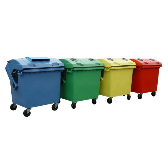 Container HDPE CLE 1100L cu capac rotund albastru - Transport inclus