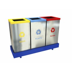ZUG A Cosuri din otel inoxidabil pentru colectare selectiva 3x54L, cu design atractiv ZUG A Cosuri din otel inoxidabil pentru colectare selectiva 3x54L, cu design atractiv