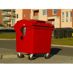 Container HDPE CLE 1100L cu capac rotund rosu - Transport inclus Container HDPE CLE 1100L cu capac rotund rosu - Transport inclus