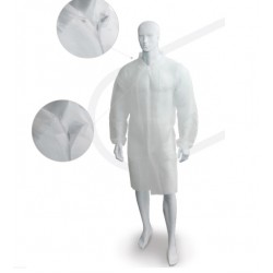 Halat de laborator din material netesut cu inchidere velcro, alb 10 buc/ set