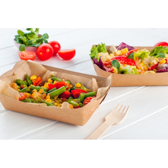Barcuta kraft - 22.5x15x5.2cm-800 ml - 250 buc. Barcuta kraft - 22.5x15x5.2cm-800 ml - 250 buc.