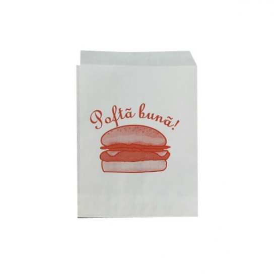 Set de 2000 bucati, Coltare hartie, punga alimentara, model Burger, 14.5x19cm Set de 2000 bucati, Coltare hartie, punga alimentara, model Burger, 14.5x19cm