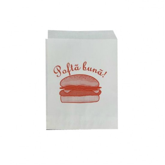 Set de 2000 bucati, Coltare hartie, punga alimentara, model Burger, 14.5x19cm