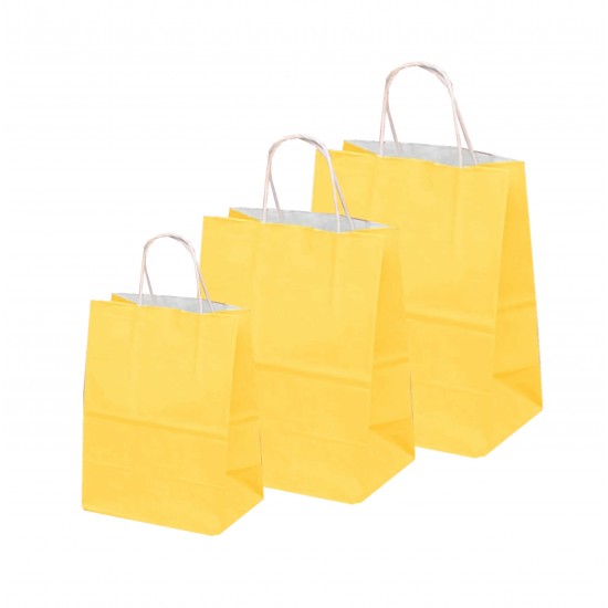 Set 100 bucati, Pungi albe colorate galben, 16x8x21 cm Set 100 bucati, Pungi albe colorate galben, 16x8x21 cm