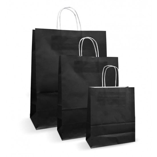 Set 100 bucati, Pungi albe colorate negre, 18x9x25cm Set 100 bucati, Pungi albe colorate negre, 18x9x25cm
