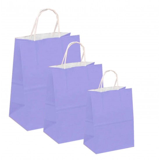 Set 100 bucati, Pungi albe colorate lila, 16x8x21 cm Set 100 bucati, Pungi albe colorate lila, 16x8x21 cm