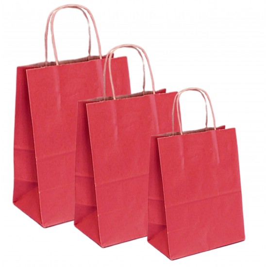 Set 100 bucati, Pungi natur, colorate rosu la exterior, 16x8x21cm Set 100 bucati, Pungi natur, colorate rosu la exterior, 16x8x21cm