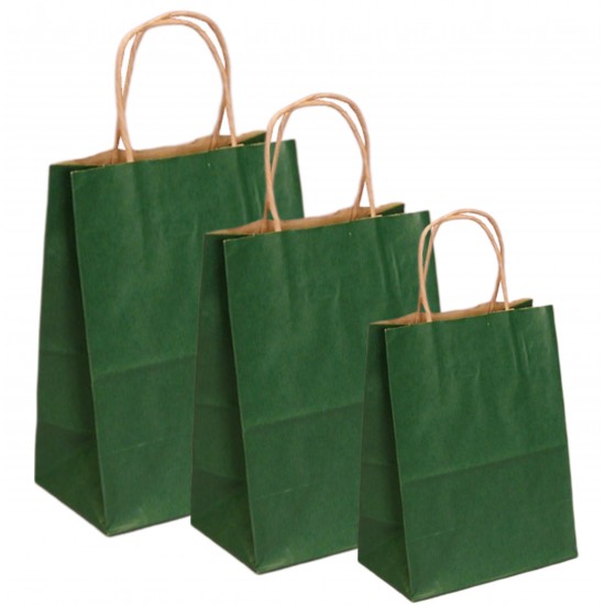 Set 100 bucati, Pungi natur, colorate verde inchis la exterior, 25x9x30 cm Set 100 bucati, Pungi natur, colorate verde inchis la exterior, 25x9x30 cm