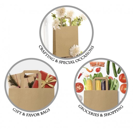 Punga hartie, natur, cu maner plat - 32x17x25cm - 250 buc