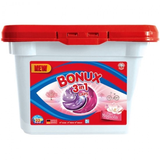 Bonux 3in1 detergent capsule Pure Magnolia 22bucati/set