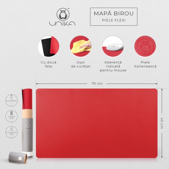 Mapa birou Flexi din piele, cu doua fete, pentru protectie masa, Unika, negru/rosu Mapa birou Flexi din piele, cu doua fete, pentru protectie masa, Unika, negru/rosu