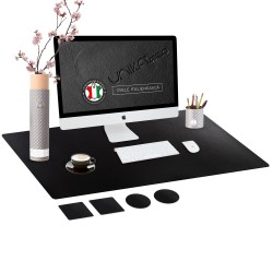Set mapa birou Office mic, pentru protectie, Unika, din piele PU, cu 2 suporturi pahar,negru Set mapa birou Office mic, pentru protectie, Unika, din piele PU, cu 2 suporturi pahar,negru