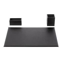 Set 3 piese Smart piele naturala, mapa protectie birou, suport pixuri, suport carti de vizita, Unika, negru Set 3 piese Smart piele naturala, mapa protectie birou, suport pixuri, suport carti de vizita, Unika, negru