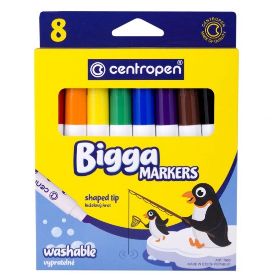Marker Centropen 7650 Bigga - 8 culori/set Marker Centropen 7650 Bigga - 8 culori/set