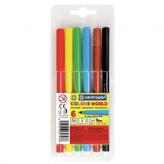 Carioca Centropen 7550 Washable - 6 culori/set Carioca Centropen 7550 Washable - 6 culori/set