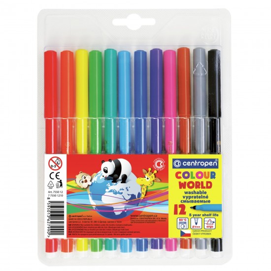 Carioca Centropen 7550 Washable - 12 culori/set Carioca Centropen 7550 Washable - 12 culori/set