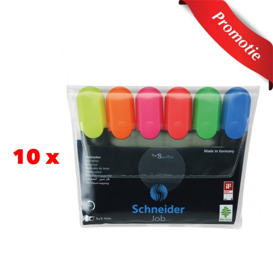 Pachet Set Textmarker Schneider, 6 culori, 9 pachete + 1 GRATUIT
