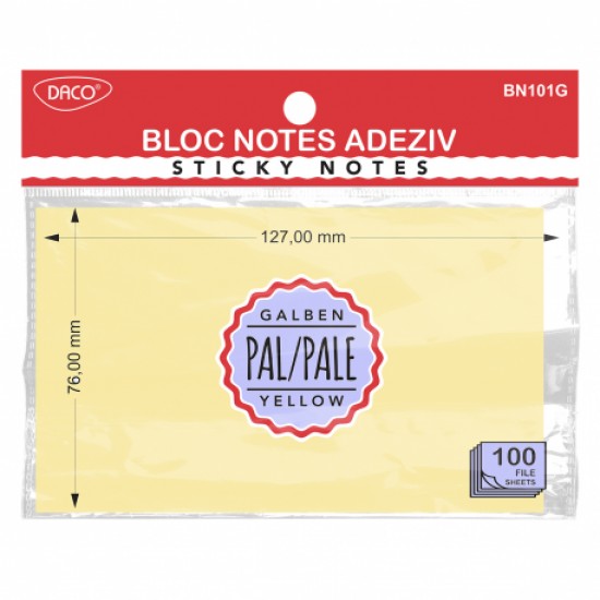 Bloc notes adeziv 127x76 galben pal daco bn101g