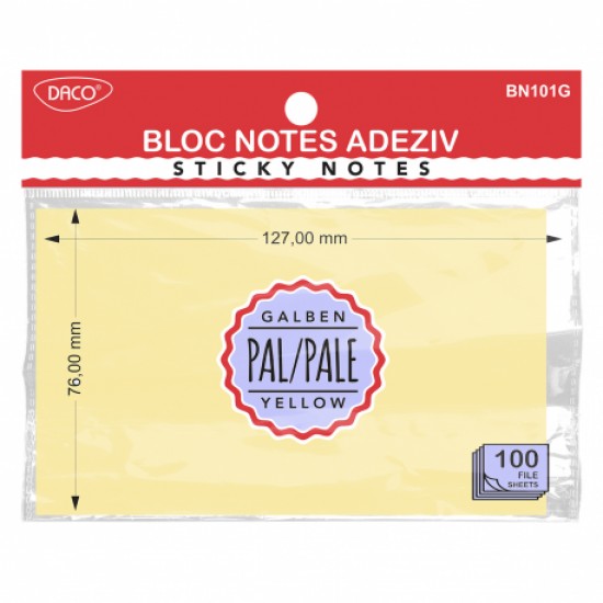 Bloc notes adeziv 127x76 galben pal daco bn101g Bloc notes adeziv 127x76 galben pal daco bn101g
