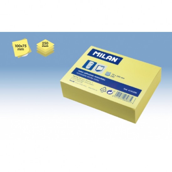 Bloc notes adeziv 75x100 galben pal 250 coli milan Bloc notes adeziv 75x100 galben pal 250 coli milan